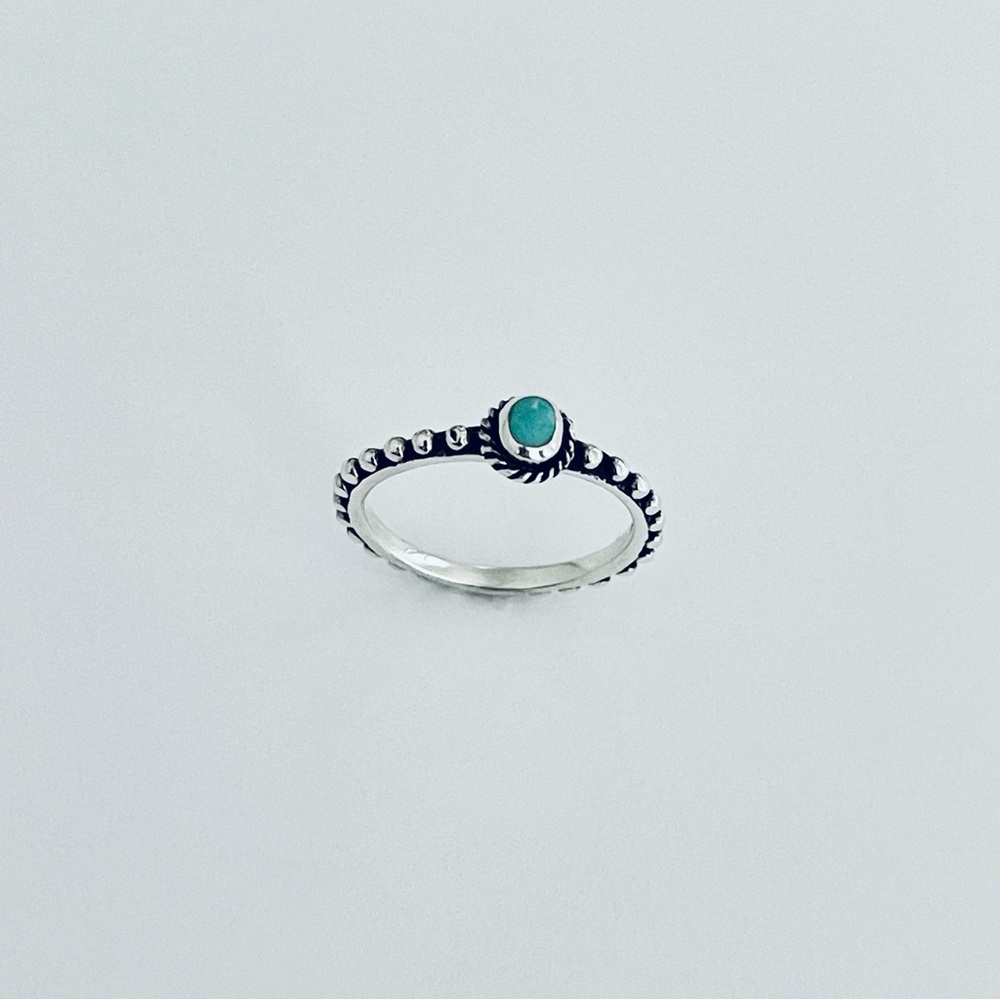 ♥️TOP SELLER♥️ Sterling Silver Mini Bali Style Turquoise Ring, Silver Rings - Picture 9 of 13